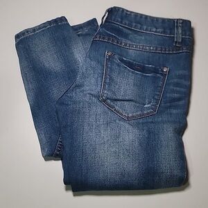 FREE PEOPLE Distressed Medium Wash Denim Skinny Mid Rise